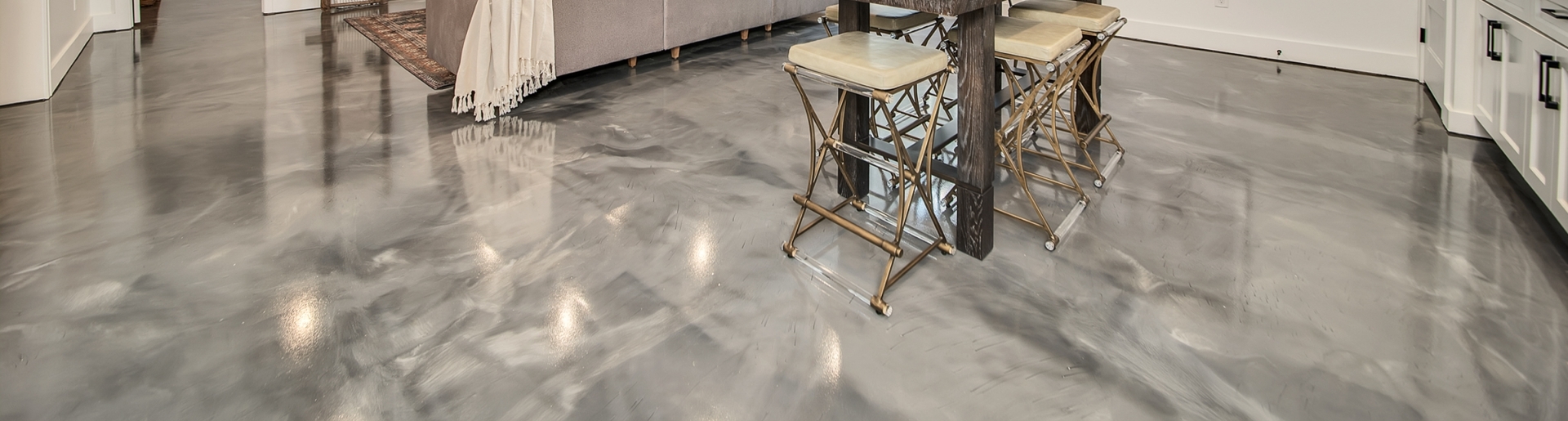 This image shows a room with metallic epoxy paint.