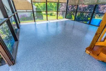 epoxy-floors-for-garages-1-480x320-1 This image shows a part of a house with flake epoxy flooring.